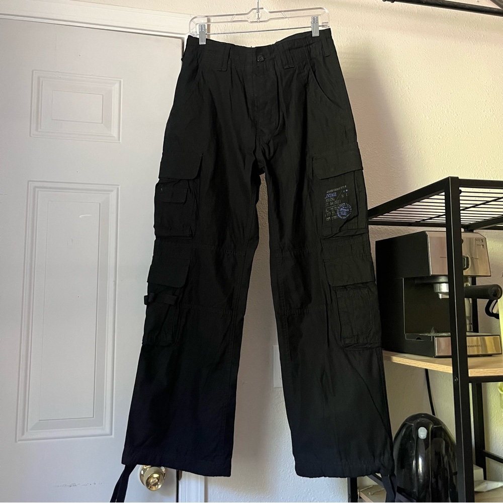 BRANDIT black cargo utility men’s straight leg corpcore pants